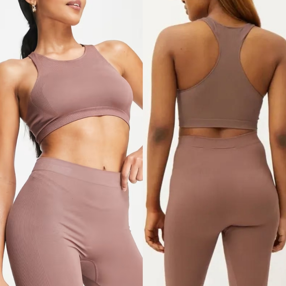 Weekday Cilli Seamless Yoga Bra Top Mocha L